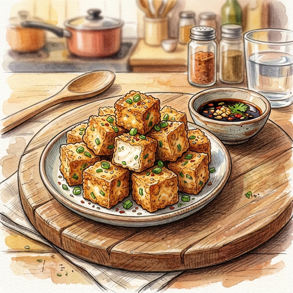氣炸酥炸豆腐丁成品圖