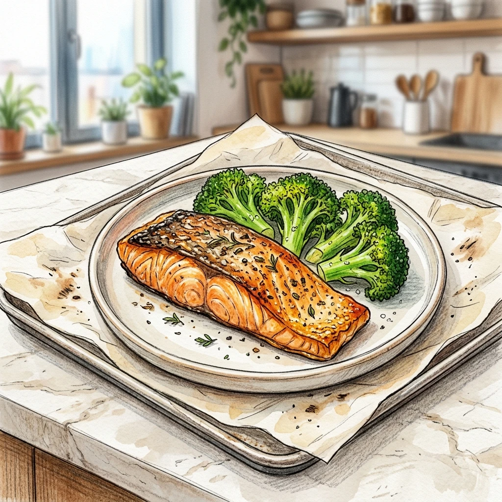 氣炸鮭魚青花菜成品圖