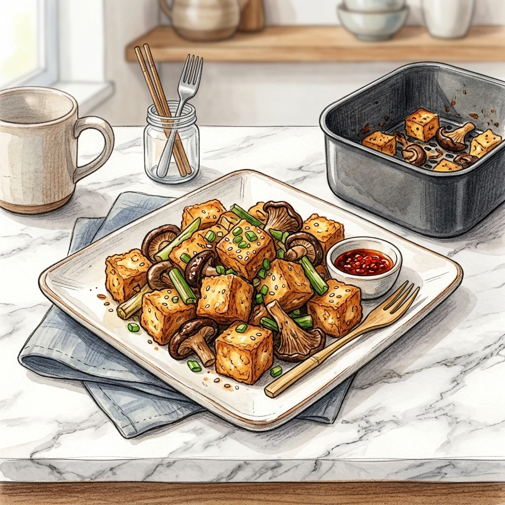 氣炸豆腐菇菇主菜成品圖