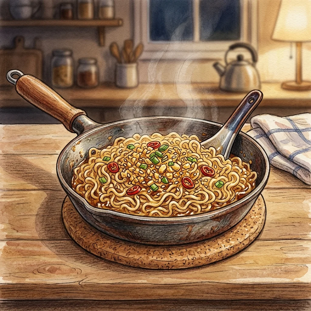 奶油蒜香泡麵成品圖