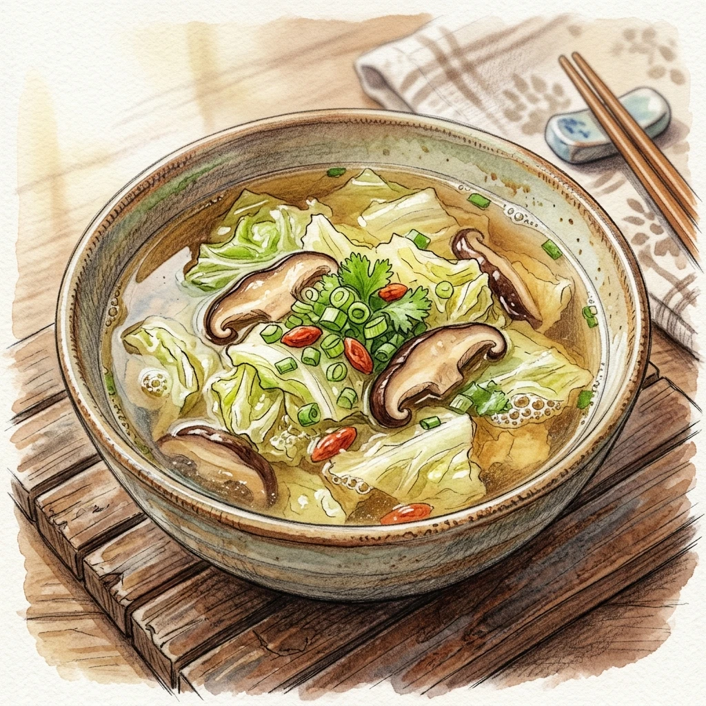 高麗菜菇菇清湯成品圖