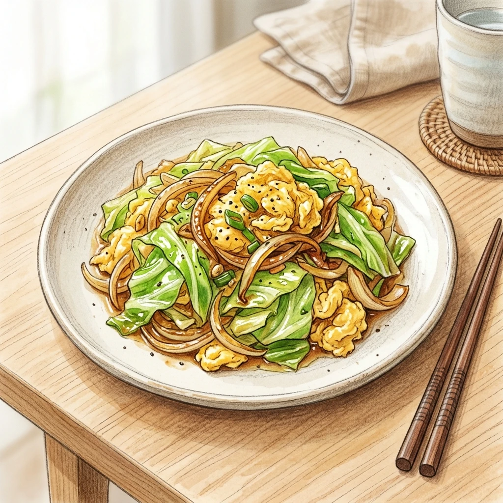 高麗菜洋蔥炒蛋成品圖