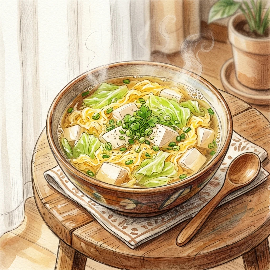 キャベツ・豆腐・卵のスープ成品圖
