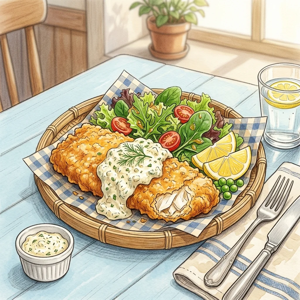 金黃酥炸鱈魚早午餐成品圖
