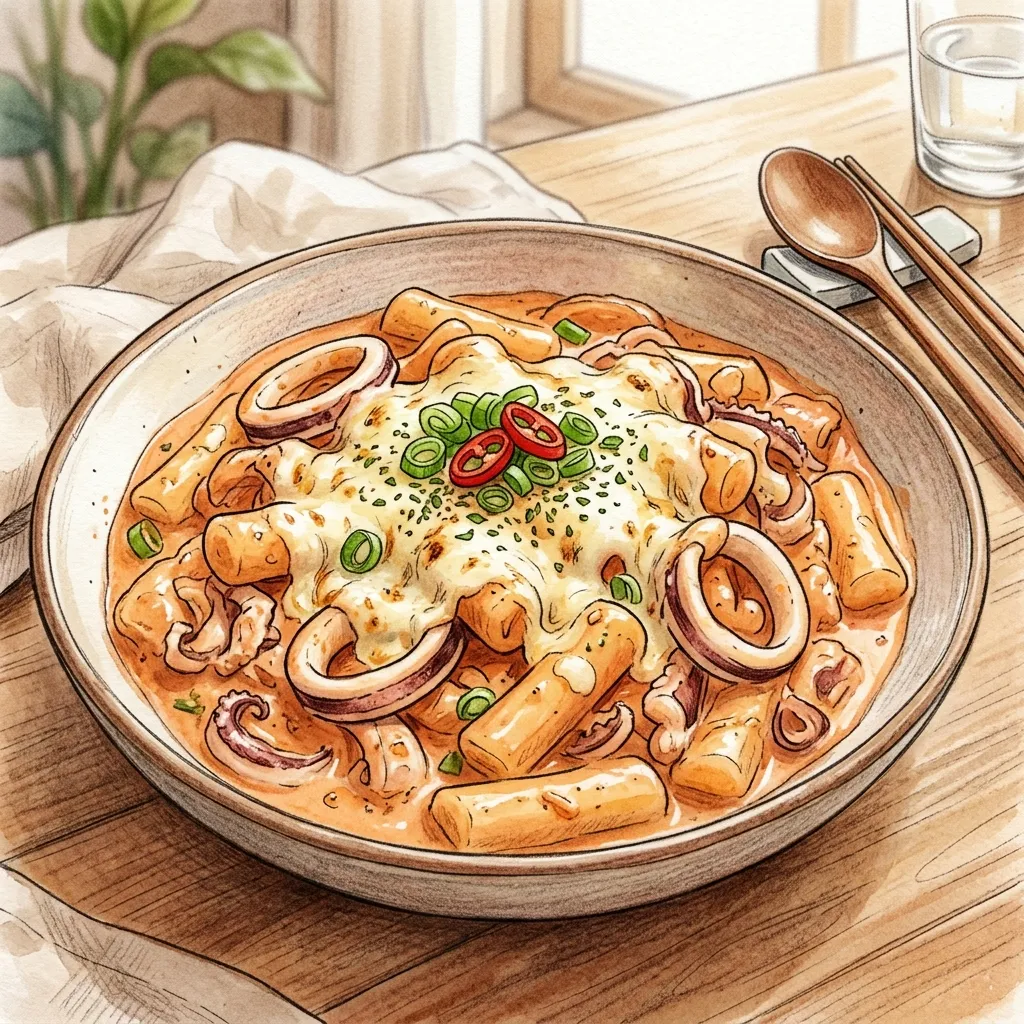 起司玫瑰醬魷魚年糕成品圖