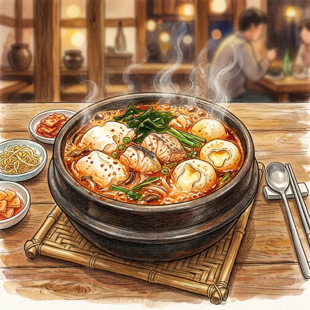 海菜起司年糕鮮魚嫩豆腐煲成品圖