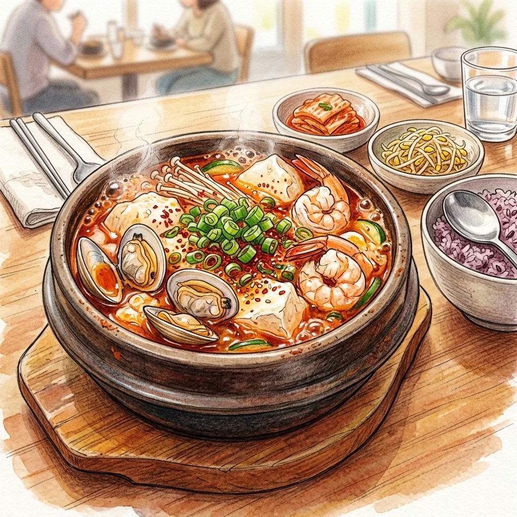 蛤蜊鮮蝦嫩豆腐煲成品圖