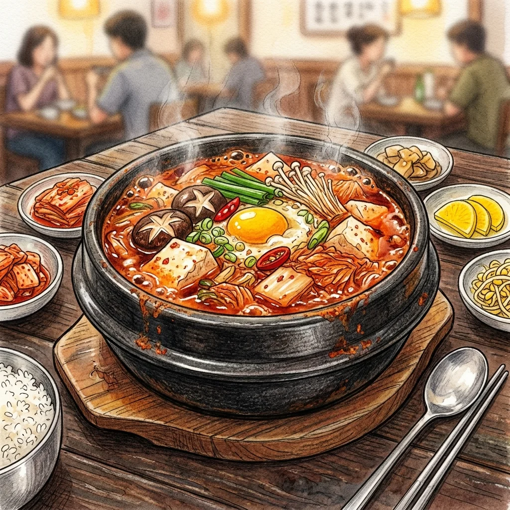 泡菜鮮菇嫩豆腐煲成品圖