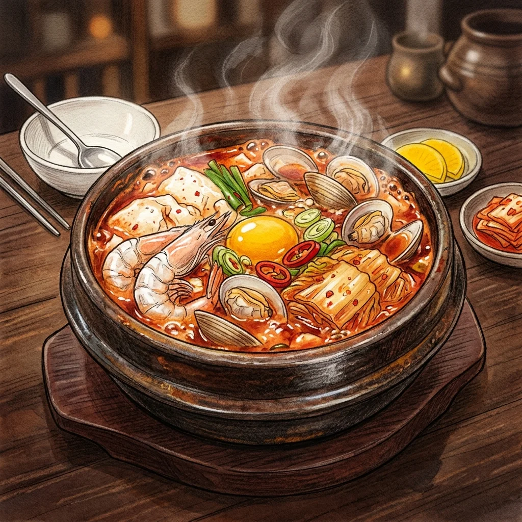 泡菜海鮮嫩豆腐煲成品圖