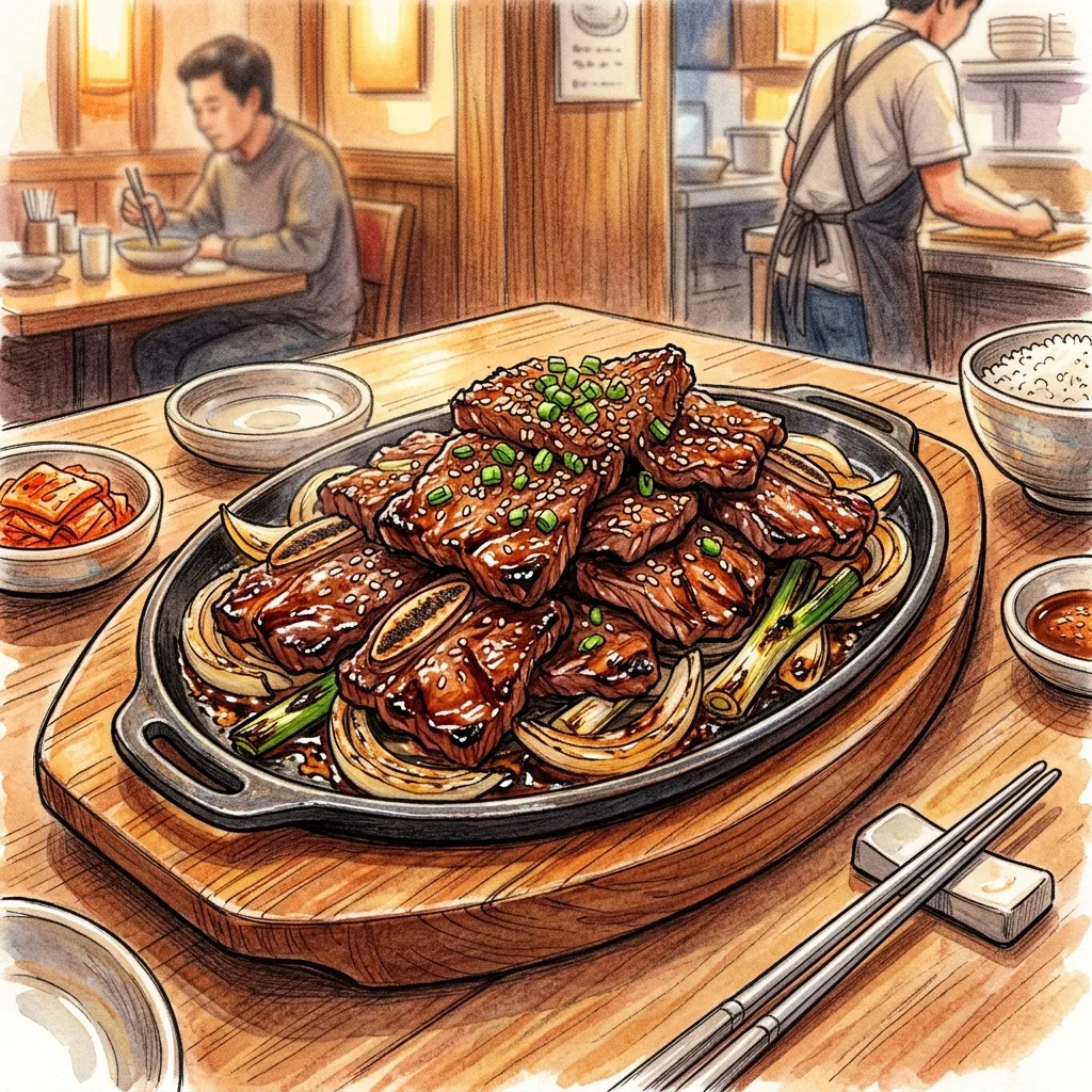 韓式BBQ鐵板翼板牛成品圖