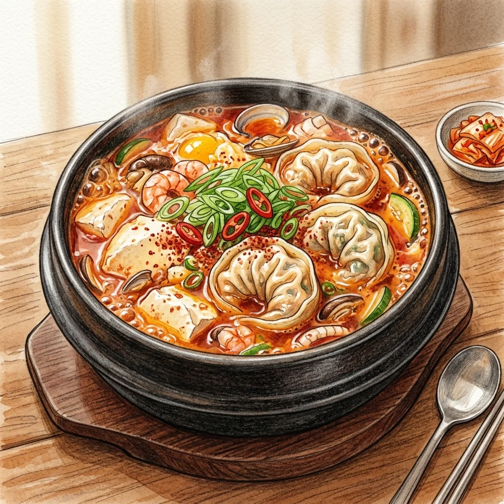 韓式餃子嫩豆腐煲成品圖