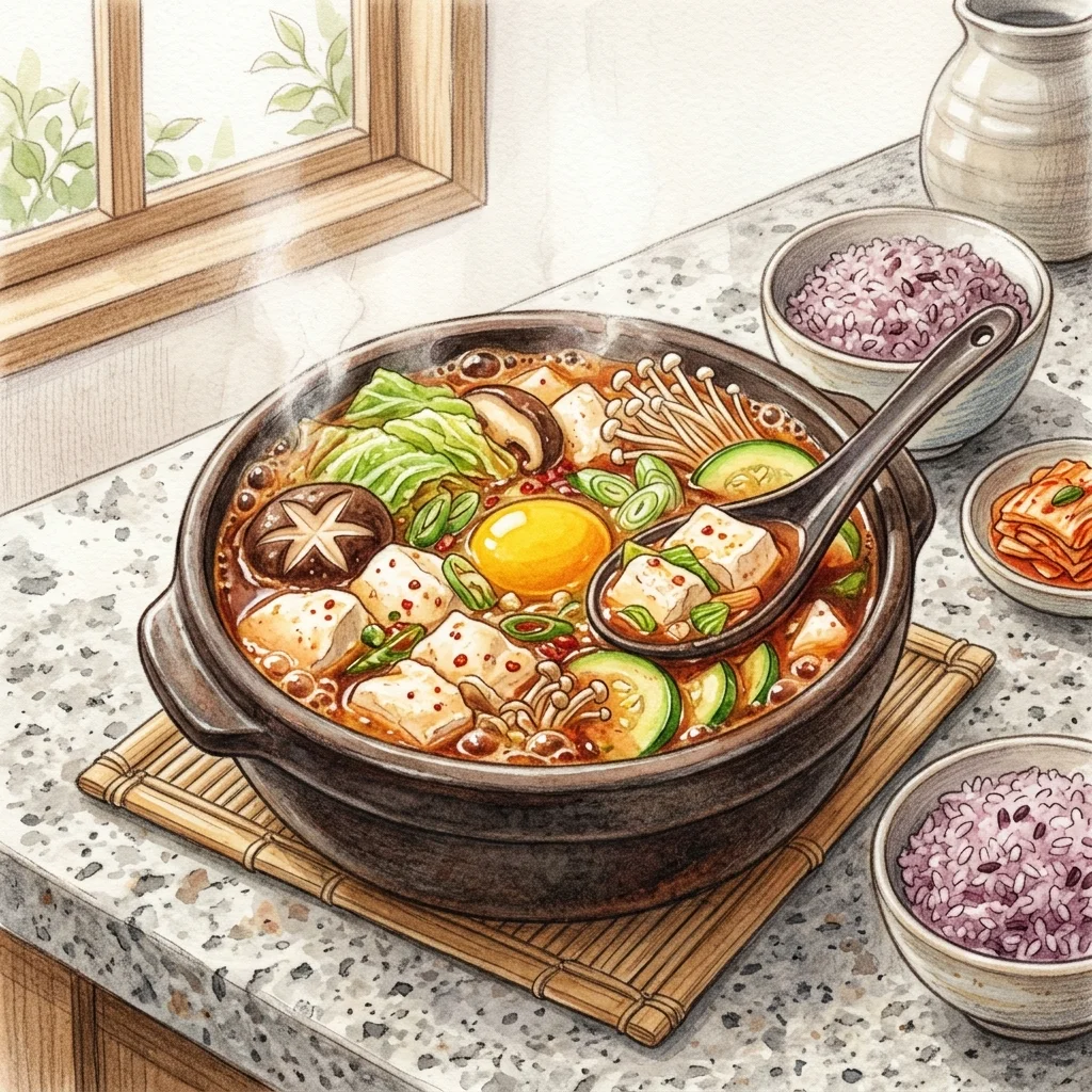 野菜鮮菇嫩豆腐煲成品圖