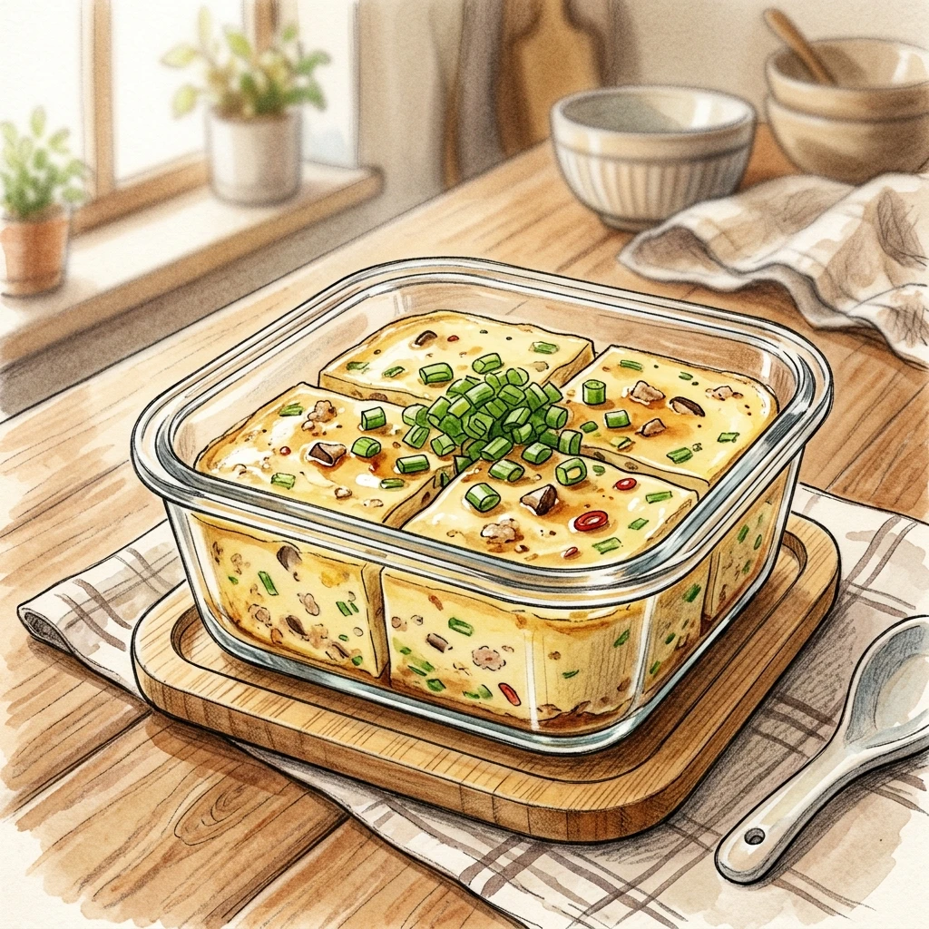 電気炊飯器で蒸す豆腐と卵（お弁当副菜）成品圖