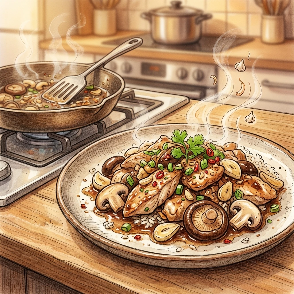 蒜香菇菇雞胸成品圖