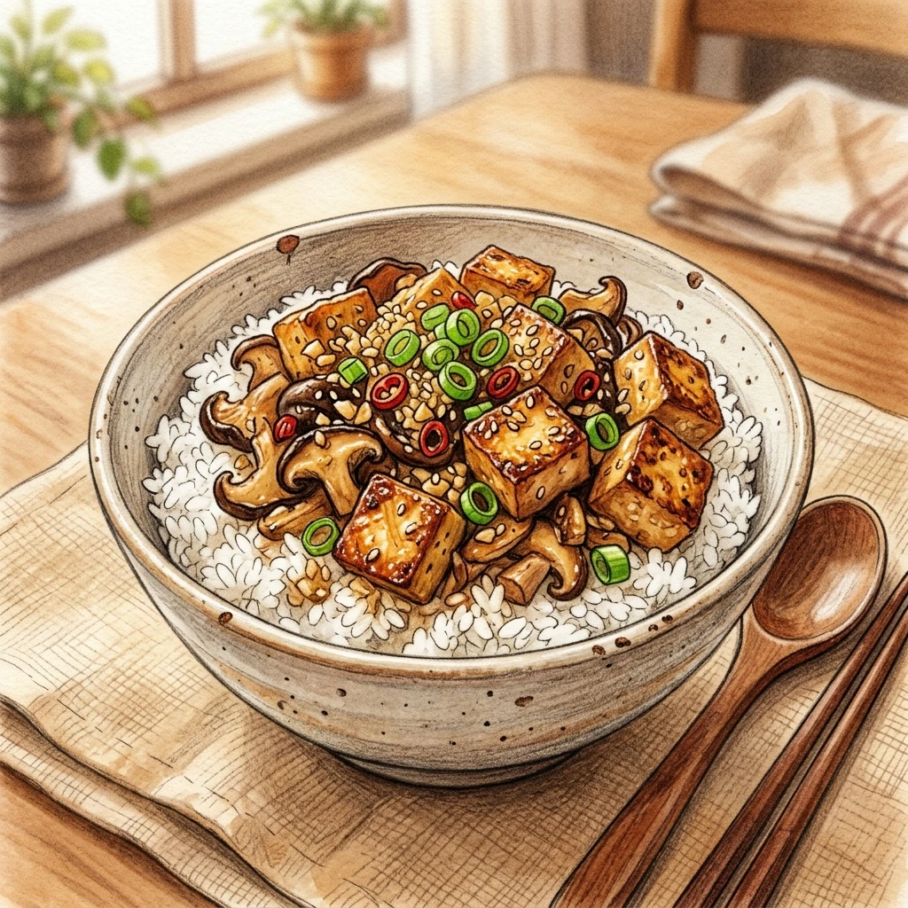 にんにくきのこと豆腐の混ぜご飯成品圖