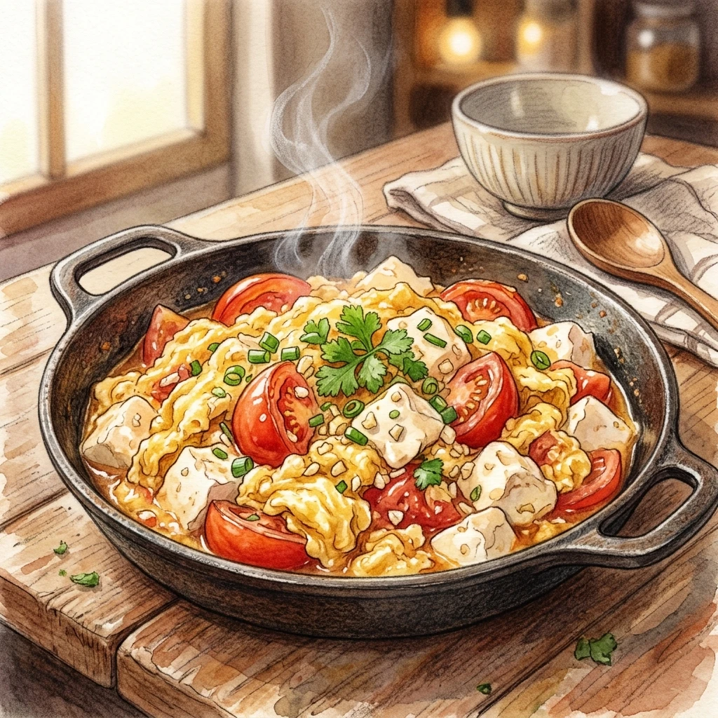 蒜香番茄豆腐炒蛋成品圖
