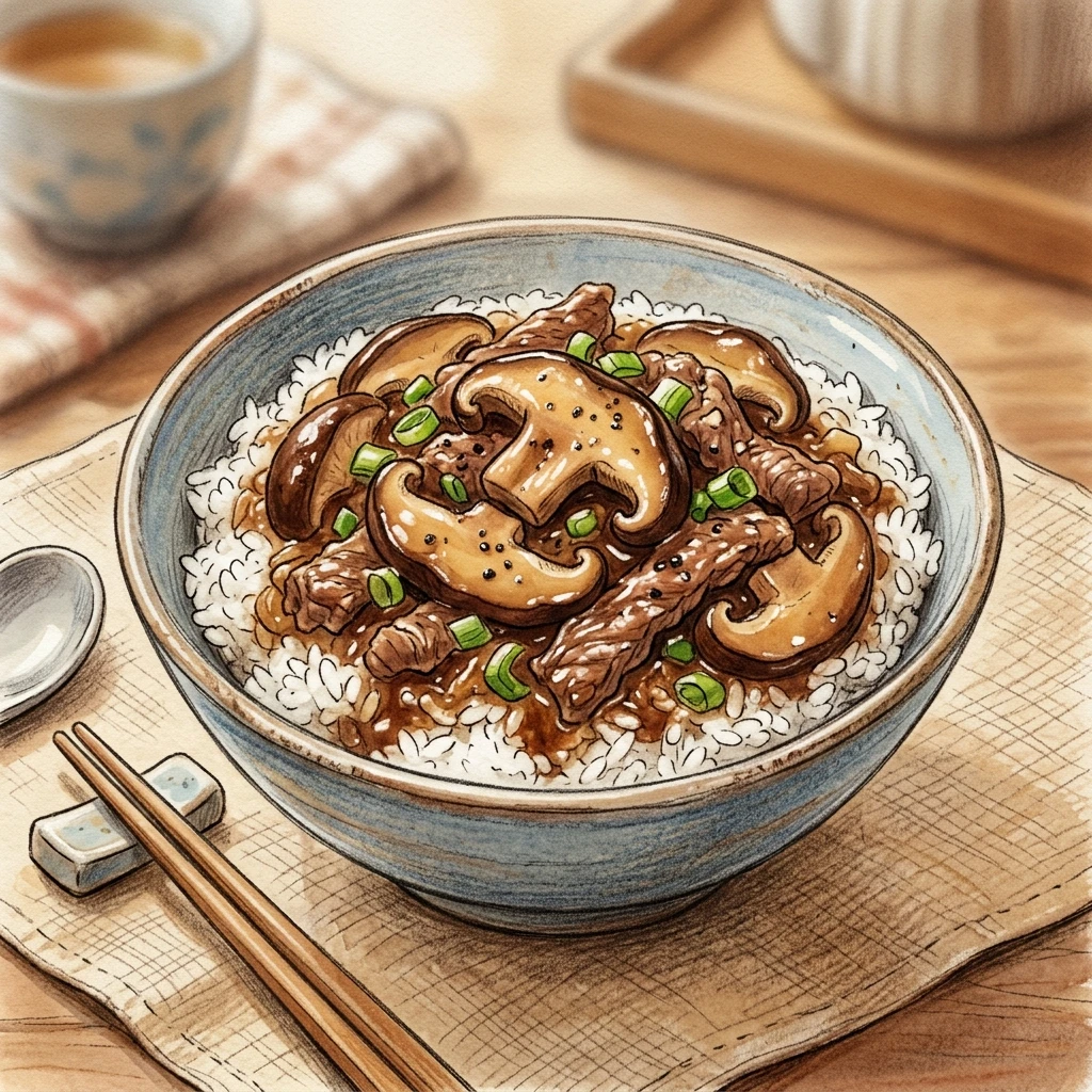 香菇牛肉蓋飯成品圖