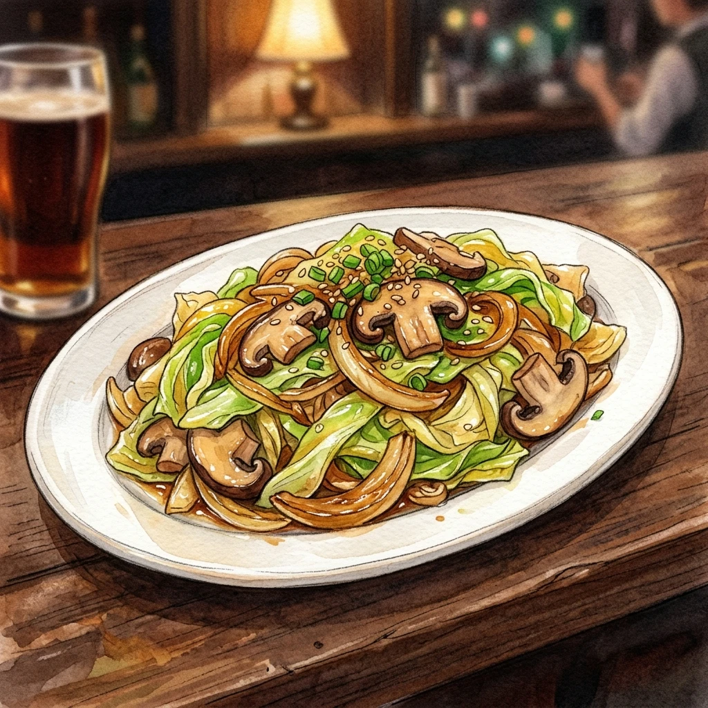 洋蔥高麗菜菇菇炒成品圖