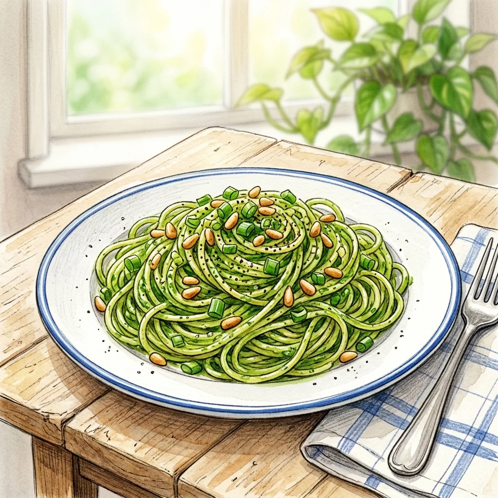 青蔥風味義大利麵成品圖