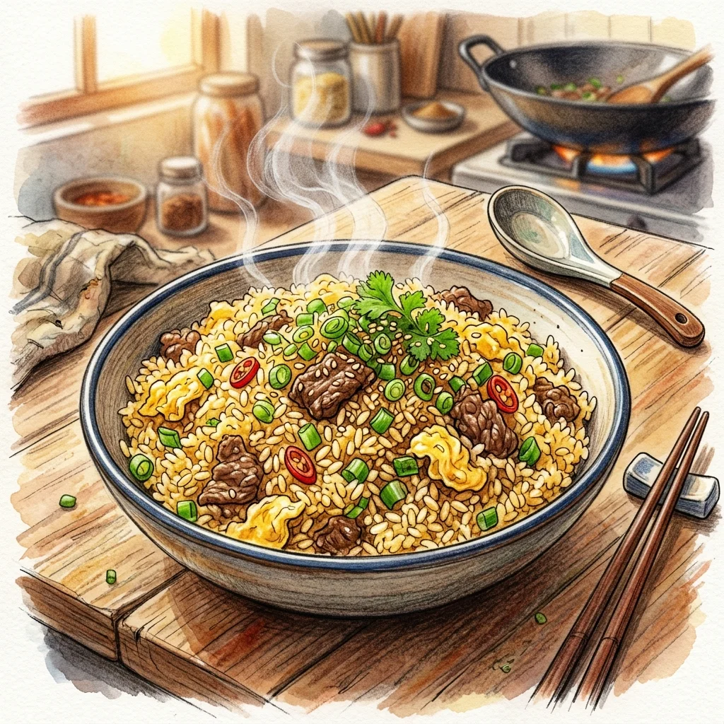 蔥花牛肉炒飯成品圖
