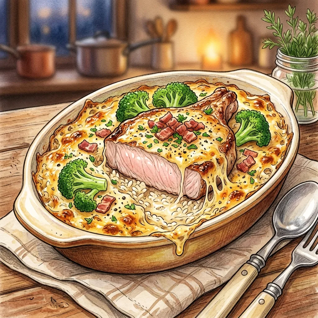焗厚切豬排奶油飯成品圖