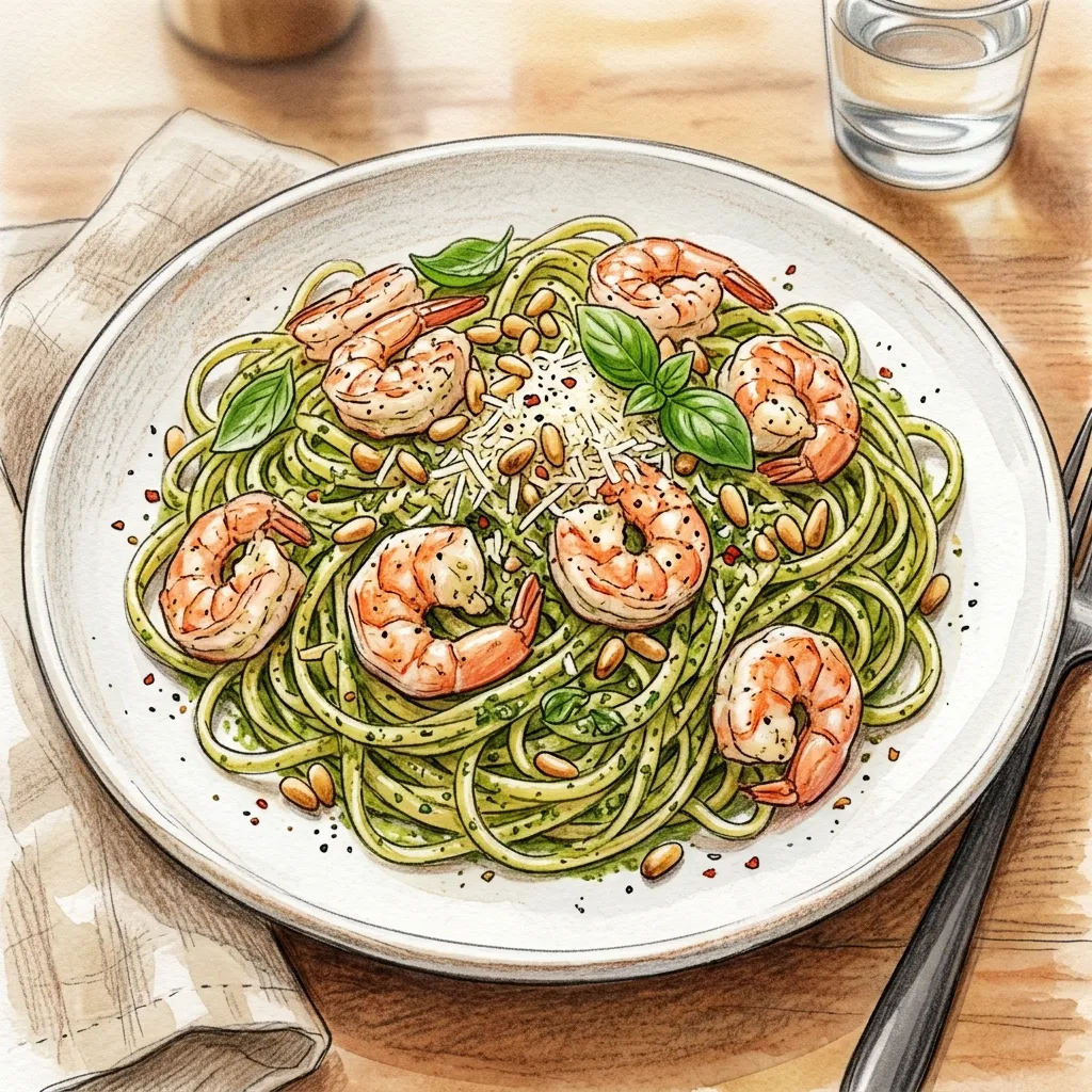 經典青醬鮮蝦麵成品圖