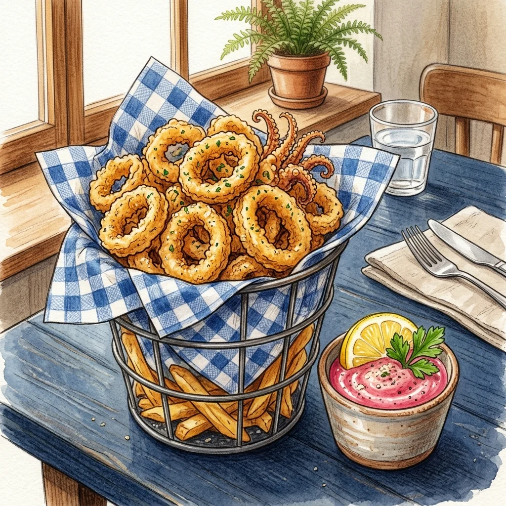 酥炸鮮魷佐雞尾酒醬成品圖