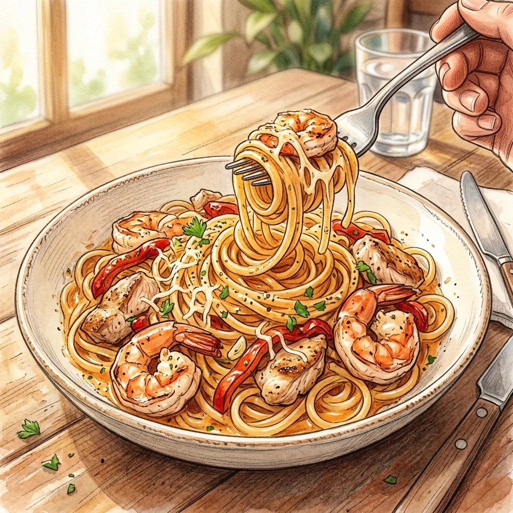 曙光汁鮮蝦雞肉麵成品圖