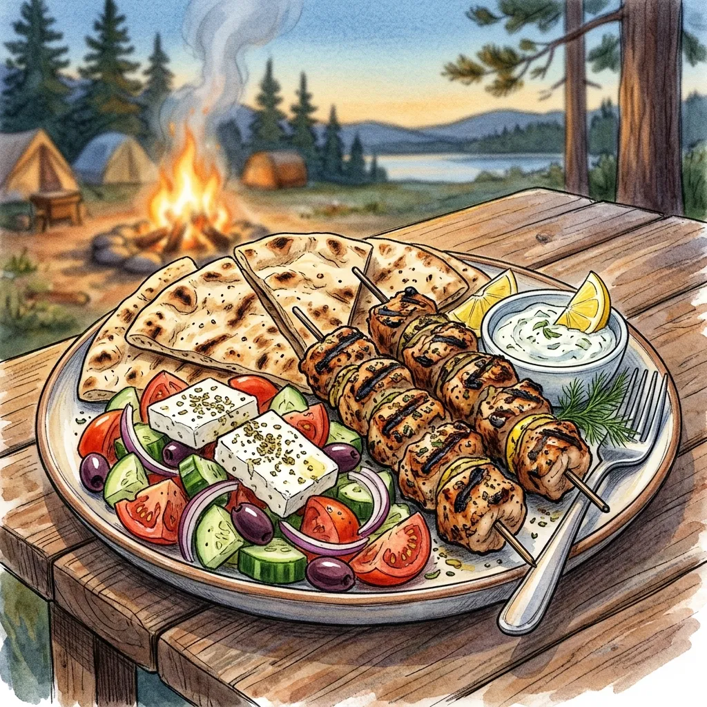Greek style 野炊系炭烤雞肉早午餐成品圖
