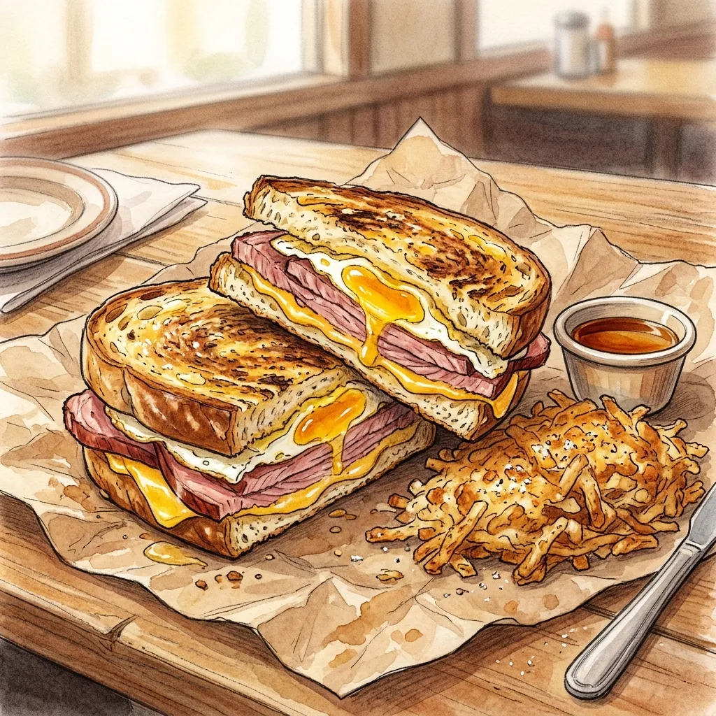 厚烤奶油 Ham 三明治成品圖