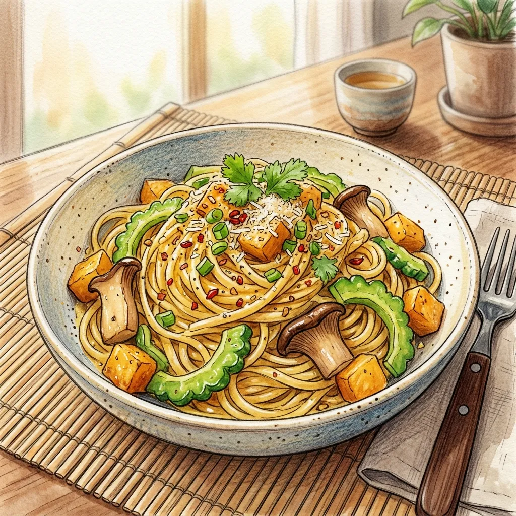 台式熱炒鹹蛋苦瓜麵成品圖