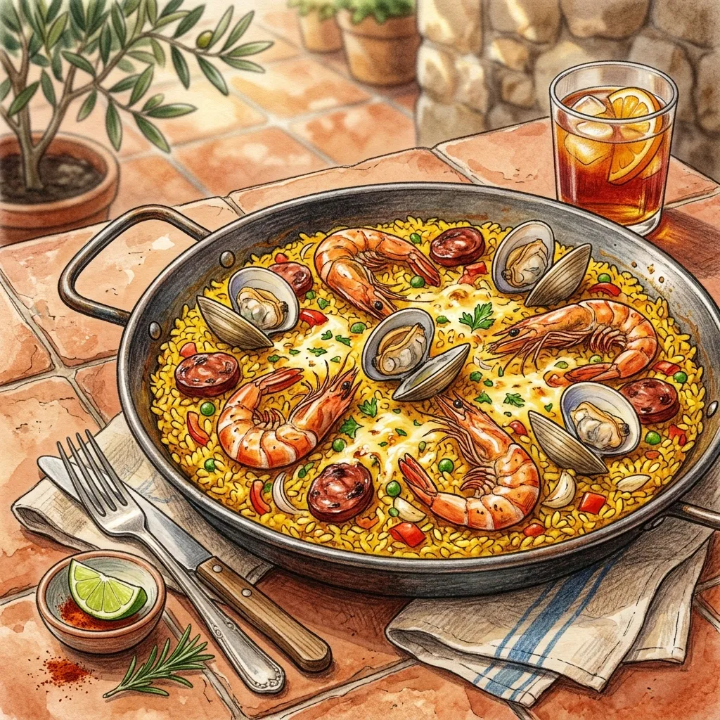 西班牙辣炒海陸飯成品圖