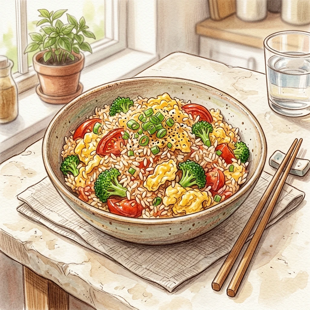 番茄青花菜蛋炒飯成品圖