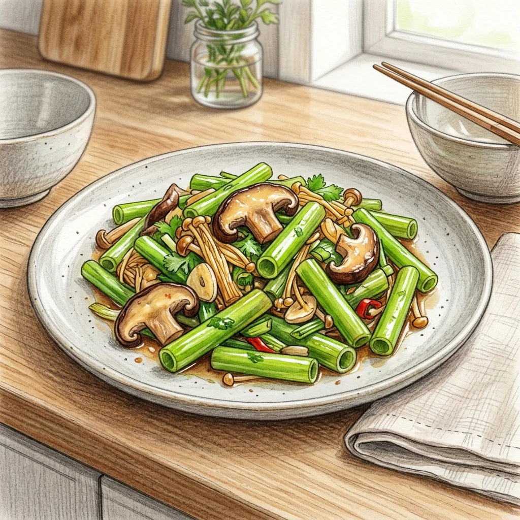 水蓮炒菇類成品圖
